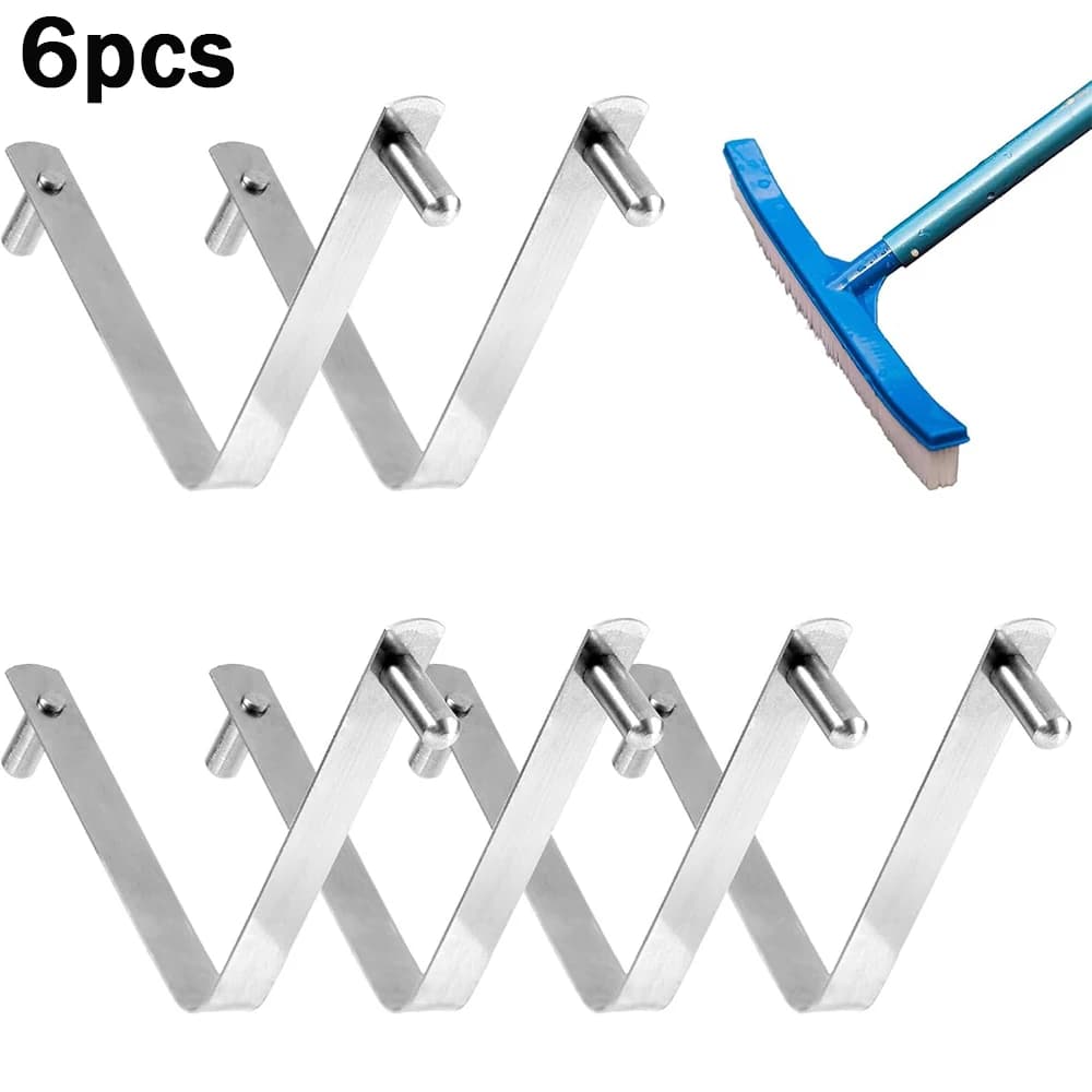Lot de 6 brosses de piscine en forme de V avec clip à double broche et bouton à ressort pour épuiset