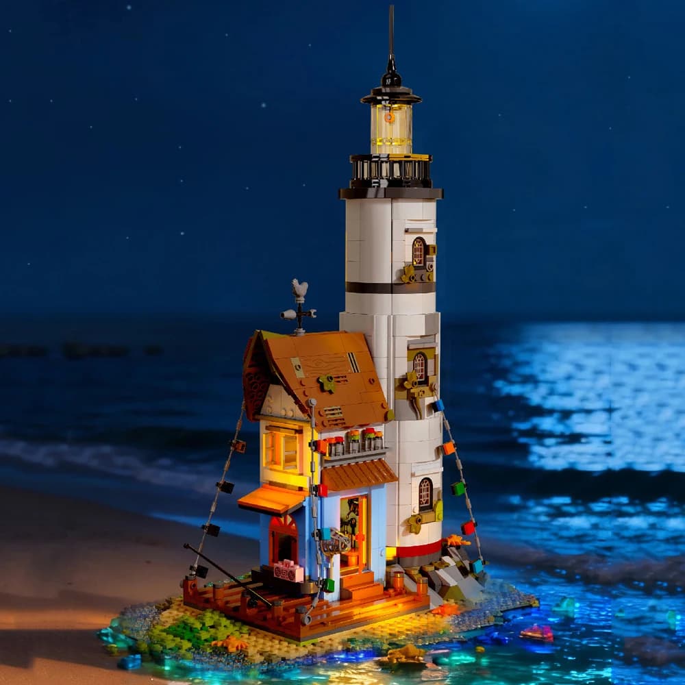 Modèles de construction en briques miniatures : Architecture créative, Île isolée, Phare, Paysage ur