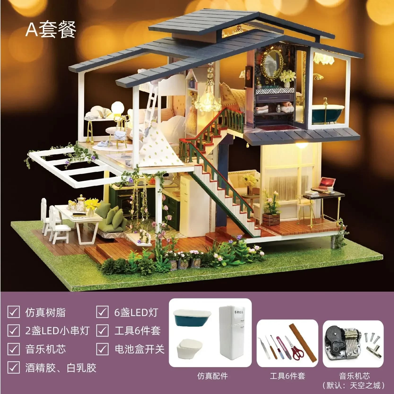 Ornements de maison miniatures pour adultes, Mini ornements de maison de poupée DIY, Kit artisanal e