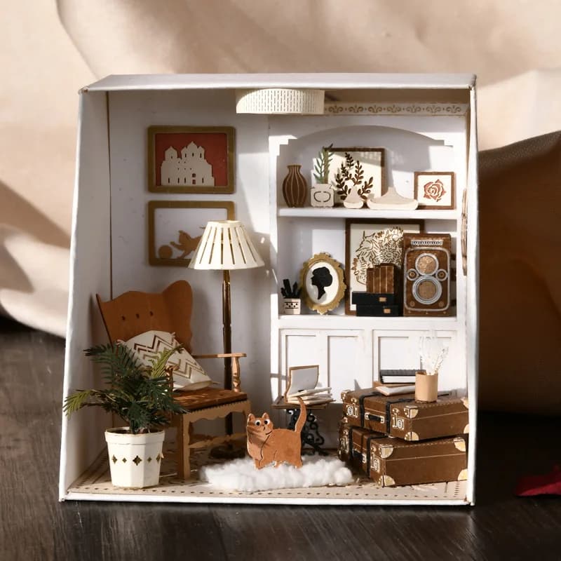 Kit de bricolage en bois Mini Butter Hous avec LED, jouets de salle exécutif, décoration de la maiso