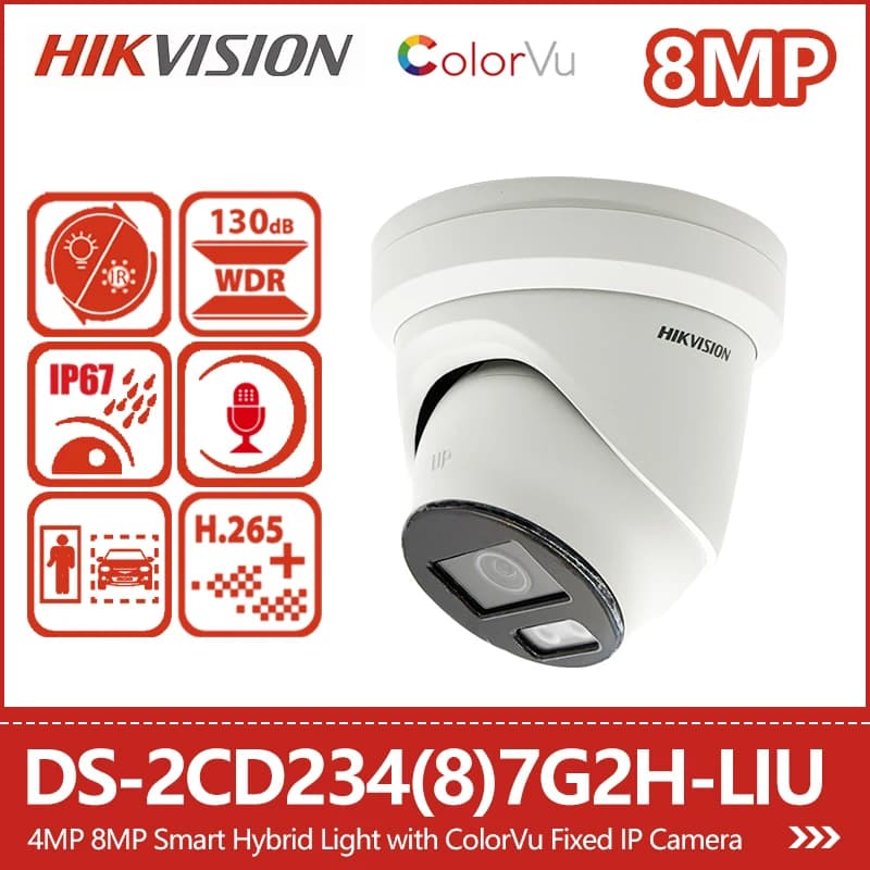 Caméra IP Hikvision 4MP 8MP 4K ColorVu Intelligente à Double Éclairage avec Détection Humaine et Véh