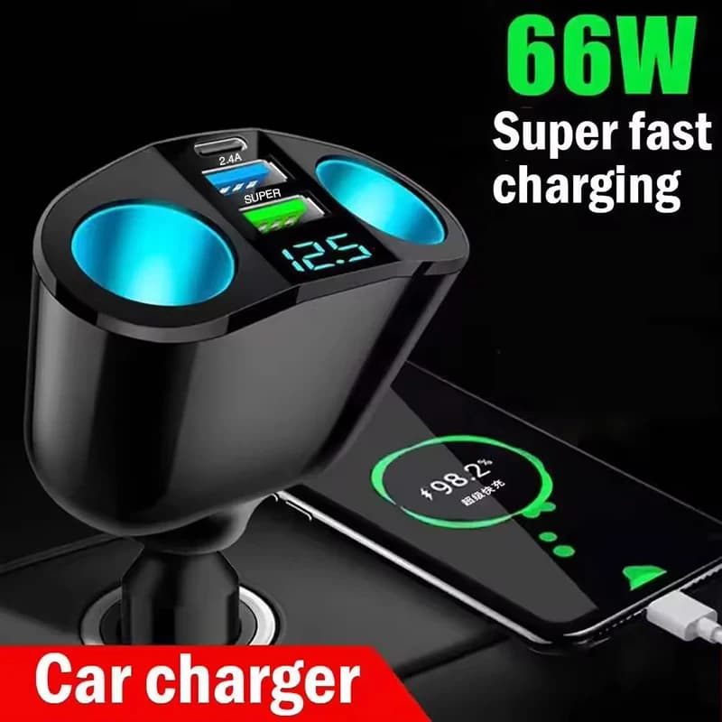 Chargeur de voiture 120W QC3.0 12V/24V, 1 pièce, adaptateur d'alimentation double USB, charge rapide