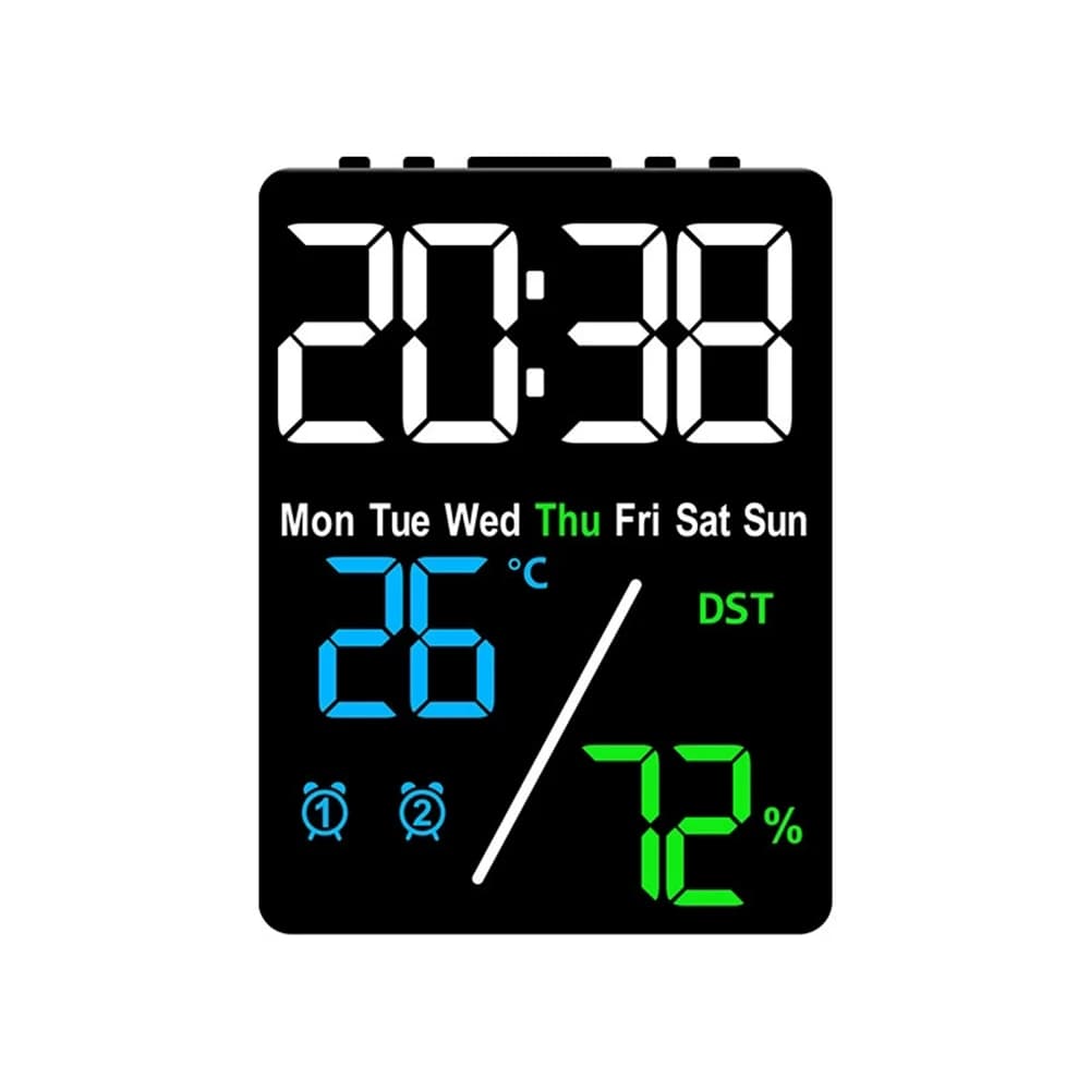 Réveil numérique température humidité Date semaine affichage 2 alarme Snooze horloge de Table électr