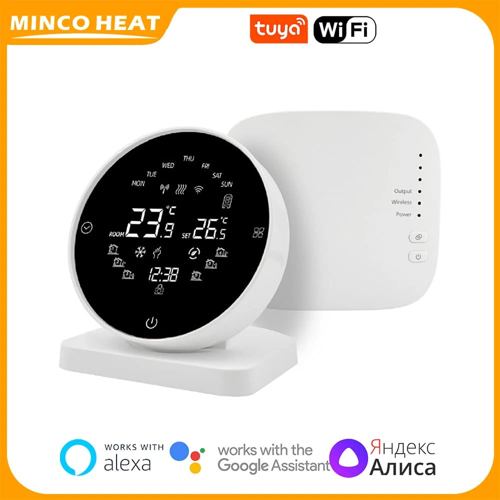 Tuya – Thermostat intelligent sans fil WiFi, batterie AA, pour chaudière à gaz, batterie AA, compati