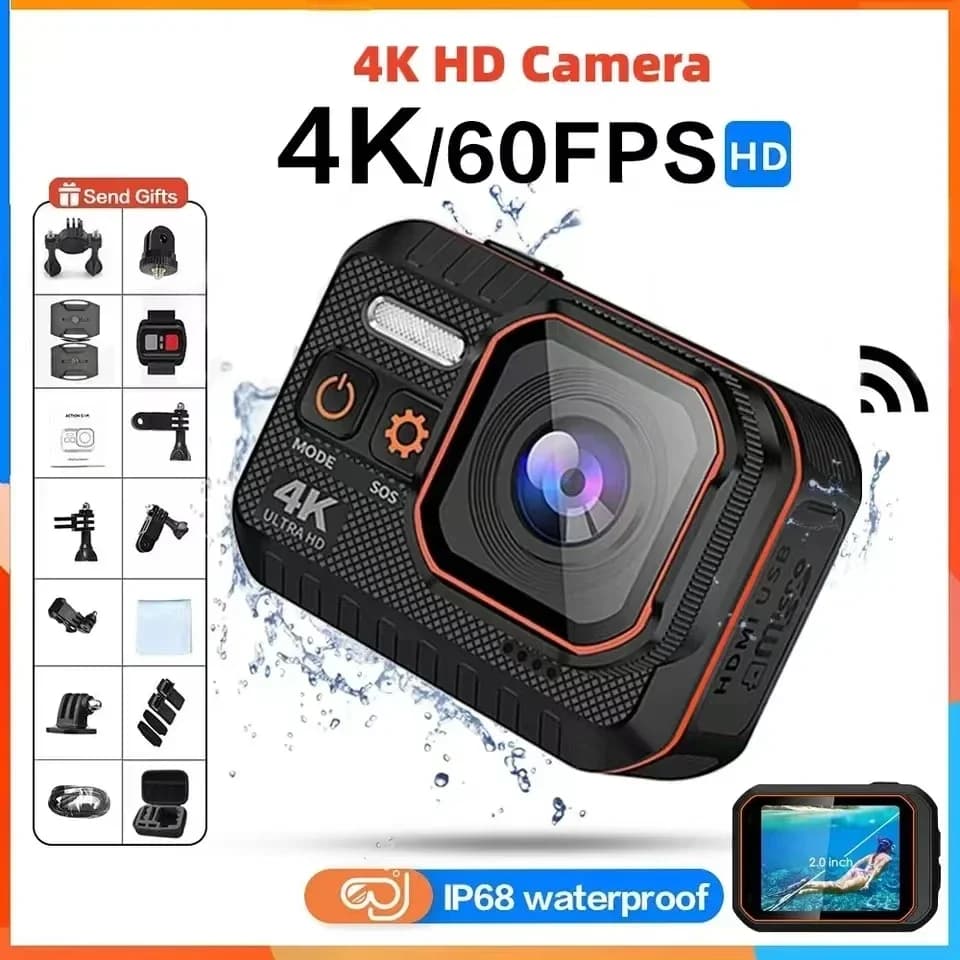 Caméra d'action SC002 4K avec télécommande, écran, étanche, caméra sport, enregistreur de conduite,