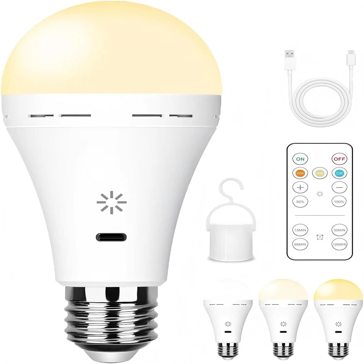 Ampoule rechargeable 2600 mAh avec une grande autonomie – Parfaite comme éclairage d'urgence pour la