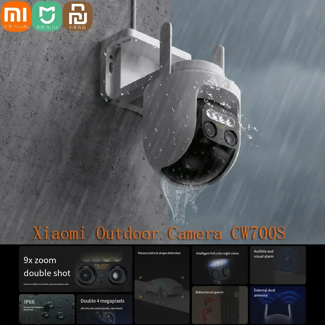 Xiaomi Mijia caméra extérieure CW700S 2.5K 9x zoom IP66 caméra de sécurité étanche PTZ Vision noctur