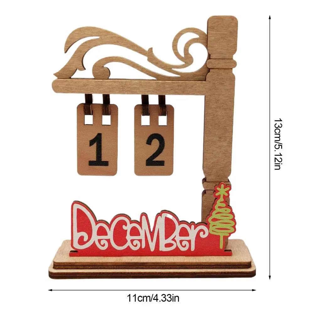 Calendrier de l'Avent de Noël en Bois de 12 Mois, Décoration de Maison sur Pied, Réutilisable et Cré