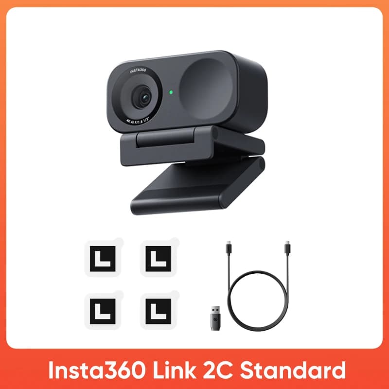 Insta360 Link 2 AI PTZ 4K Webcam - Suivi intelligent, contrôle des gestes, HDR et micro antibruit AI