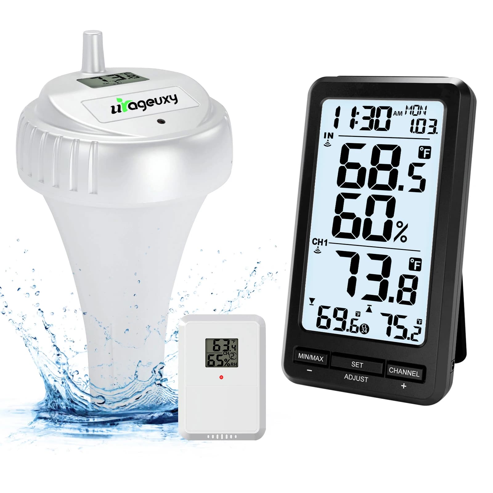 Thermomètre de piscine numérique sans fil-capteur de température étanche IPX8 avec portée de 328 pie