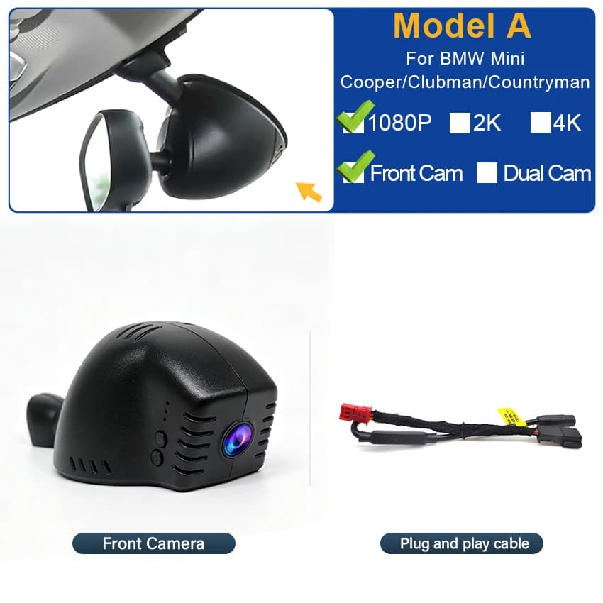 Caméra de tableau de bord 4K Plug and Play pour MINI Cooper/Clubman/Countryman modèles 2014-2023 F54