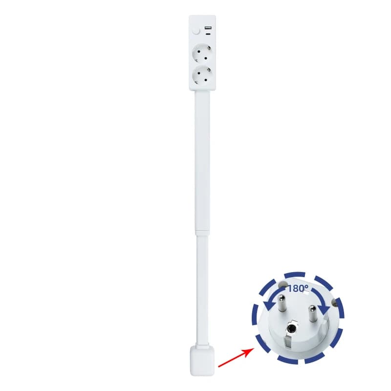 Multiprise rétractable rotative avec bouton de charge, rallonge électrique pour canapé, table de che