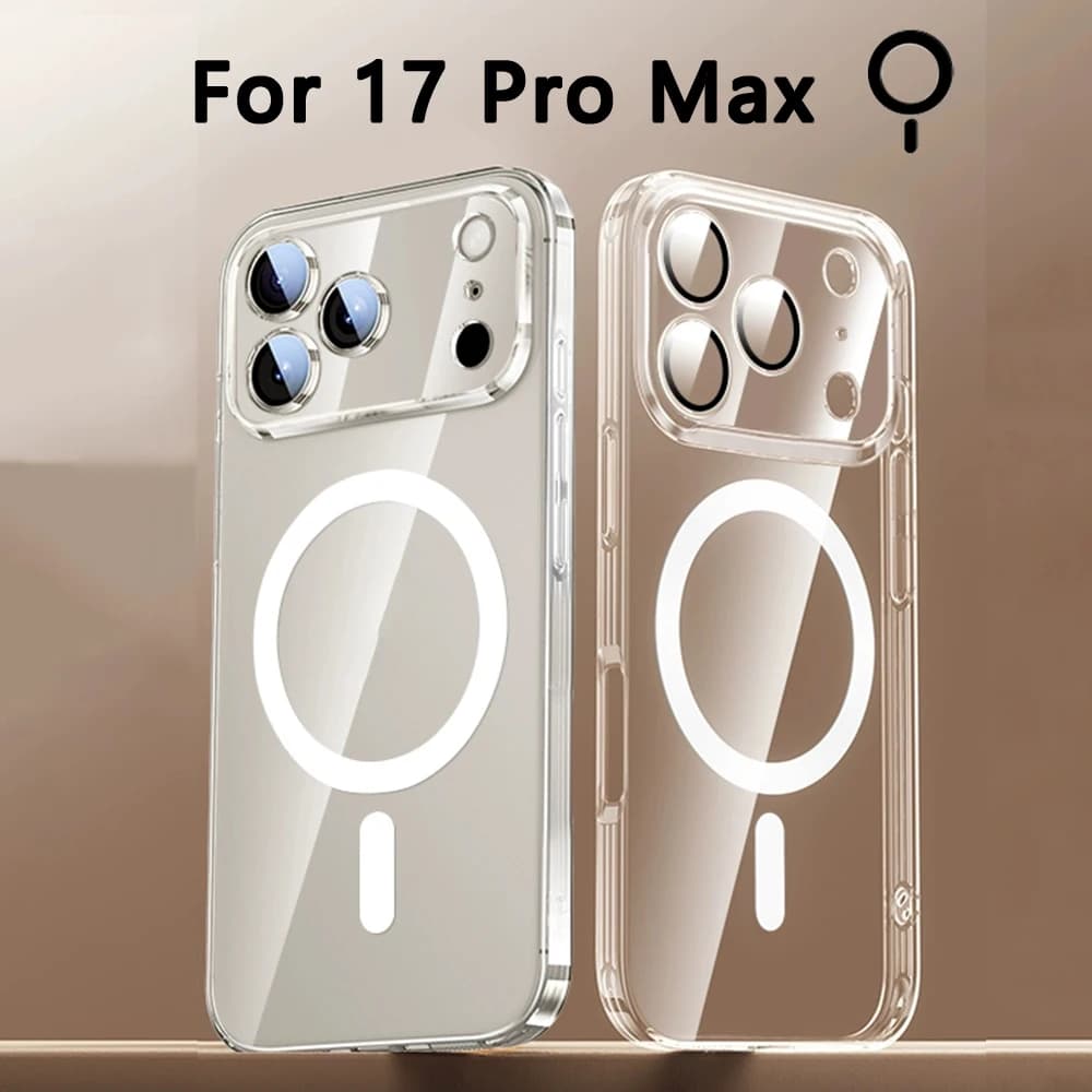 Coque Transparente Protection Complète Dos Magnétique Pour Iphone 17 Pro Max 17 Air Apple Magsafe, é
