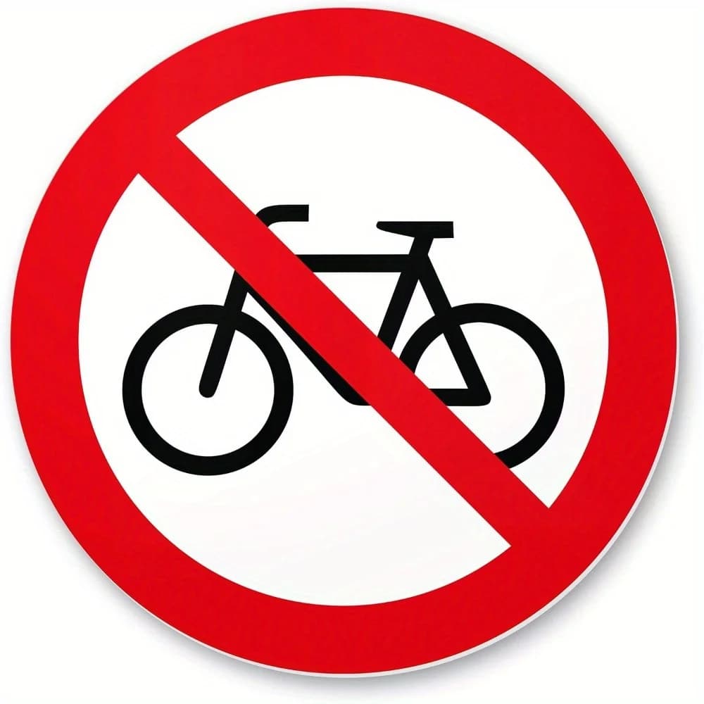 Conception de plans 2D, signalisation routière 2D. Interdiction de passage en vélo. Panneau de signa