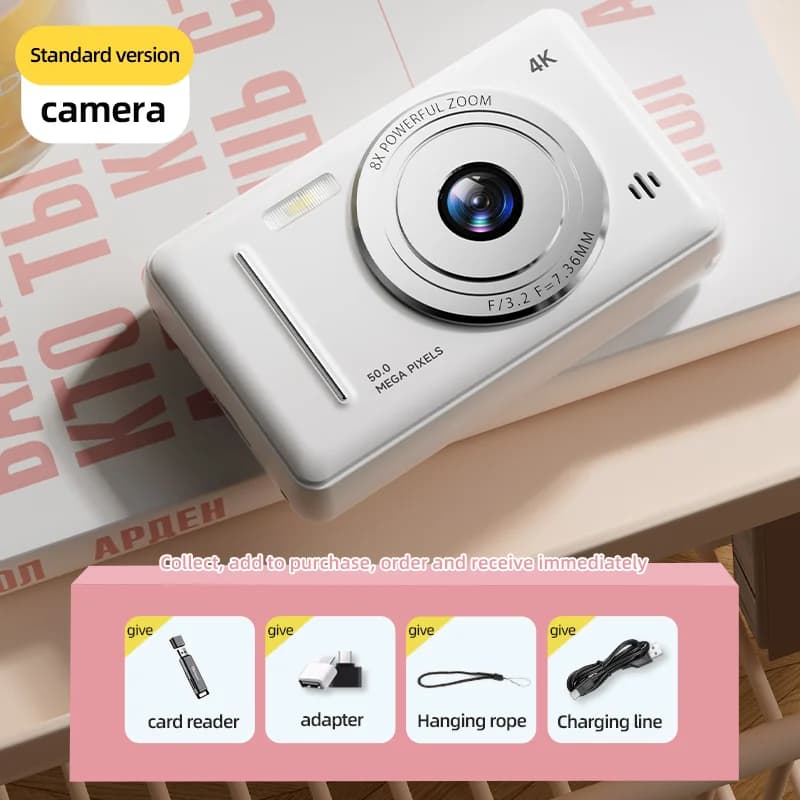 Appareil photo numérique rétro CCD 4K, Portable, 50 millions de Pixels, mise au point automatique, d