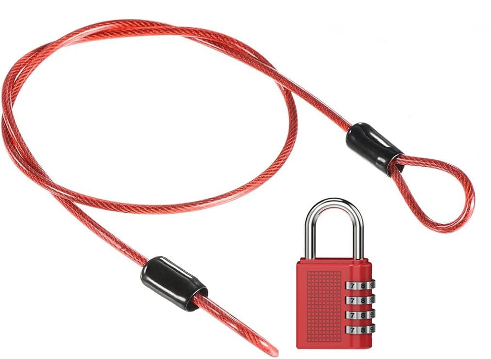 Câble de sécurité en acier avec cadenas à combinaison à 4 chiffres, 1 ensemble de cadenas de voyage,