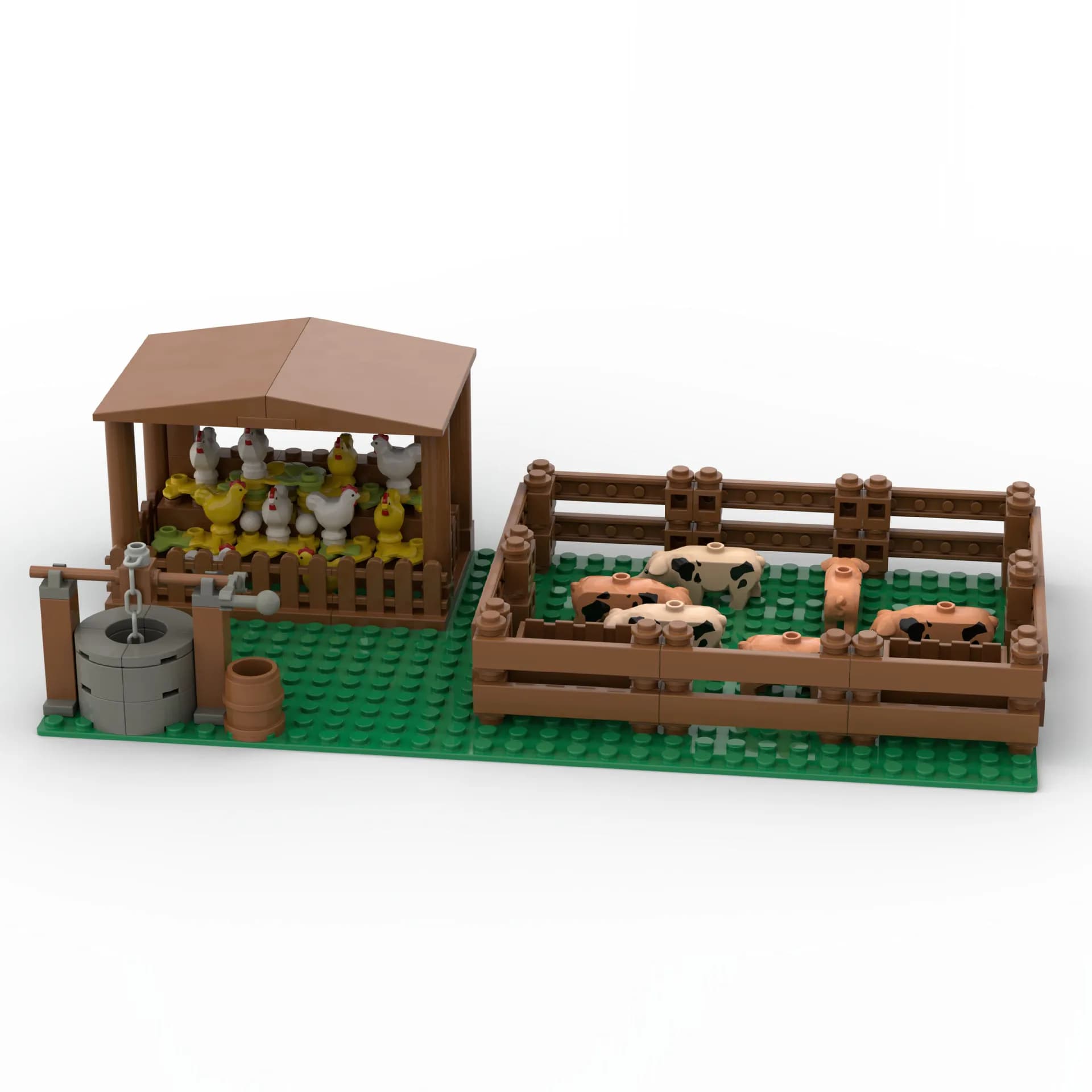 MOC-décennie s de Construction de Maison de Ville Créative, Jouets en Briques Jetables, Ferme Cochon