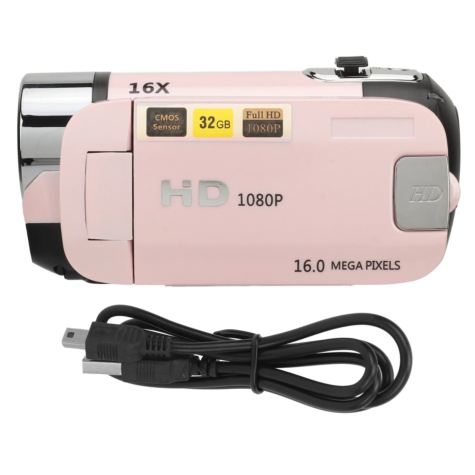 Caméra numérique HD avec lumière d'appoint, caméscope à écran rotatif, n'aime 16X, enregistreur vidé