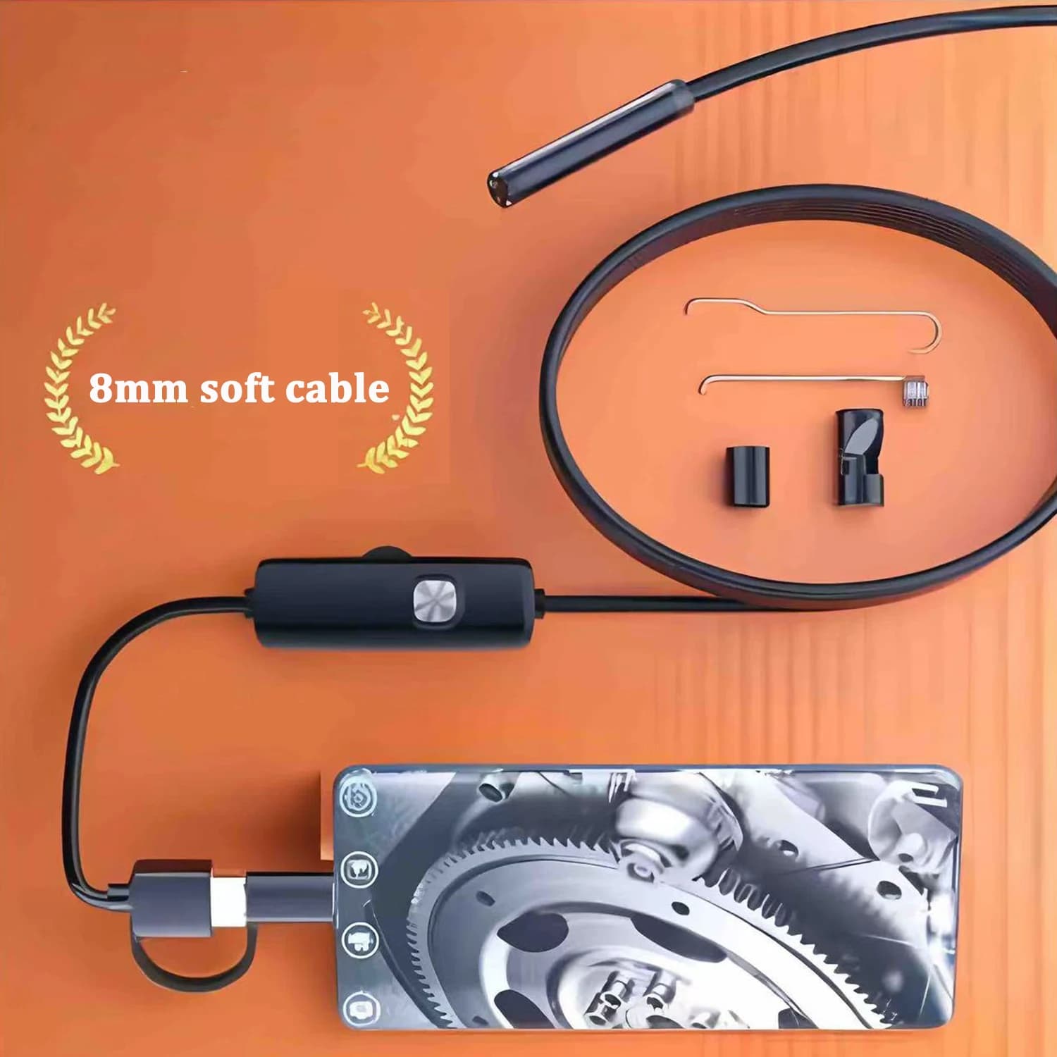 Caméra endoscopique 8mm, caméra d'inspection miniature 3 en 1, adaptée à l'inspection des tuyaux éta