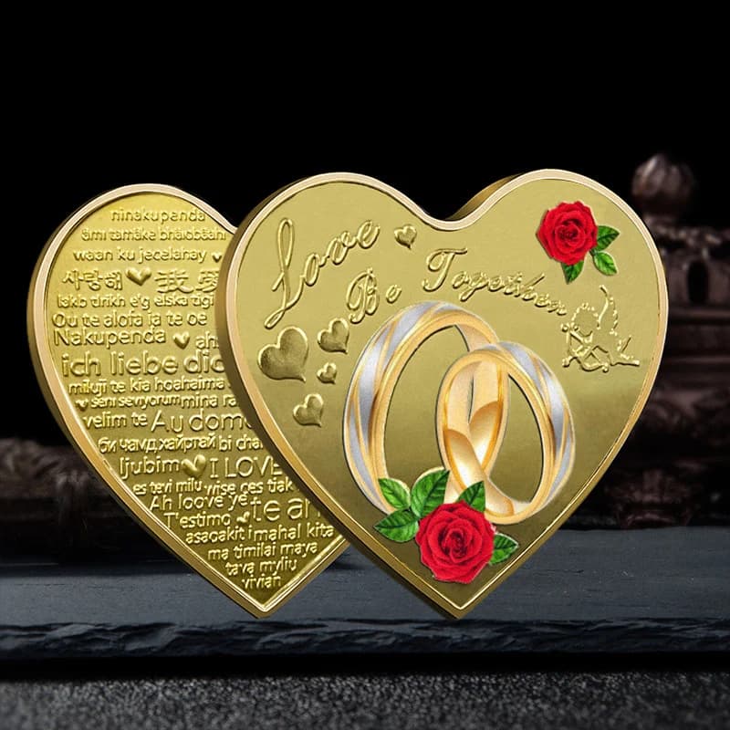 Pièce d'amour en forme de cœur pour amoureux, 52 types de mots, je t'aime, Collection de pièces de c