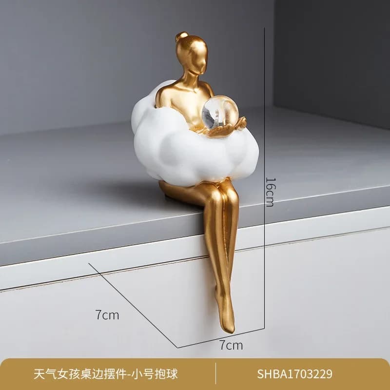 Sculpture de fille nuage, Statue d'art abstrait, décoration de Table moderne, décor de salle de luxe