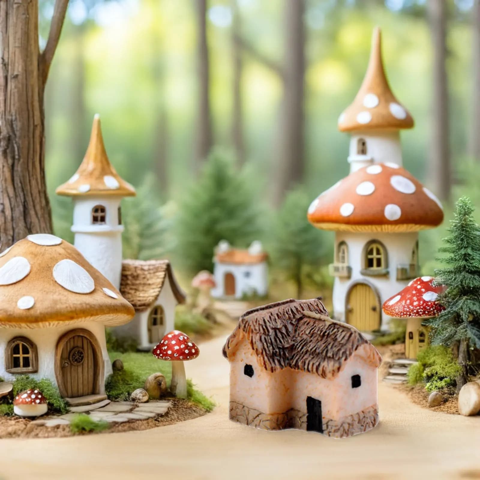 Lot de 12 maisons miniatures en résine, maisons de village fantaisie, petites cabanes pour la décora