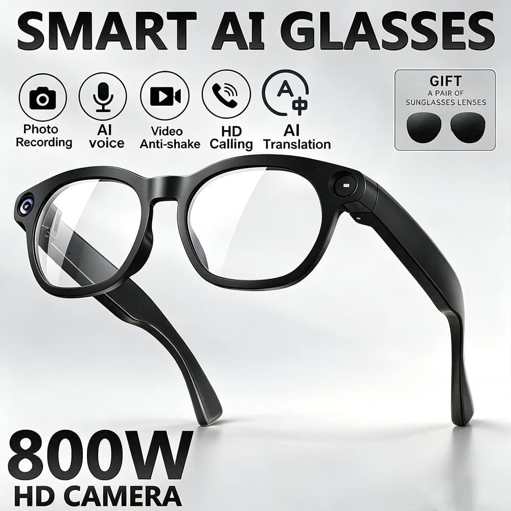 Nouvelles Lunettes Intelligentes IA 2026 : Traduction IA, Caméra HD 800W, Prise de vue anti-tremblem