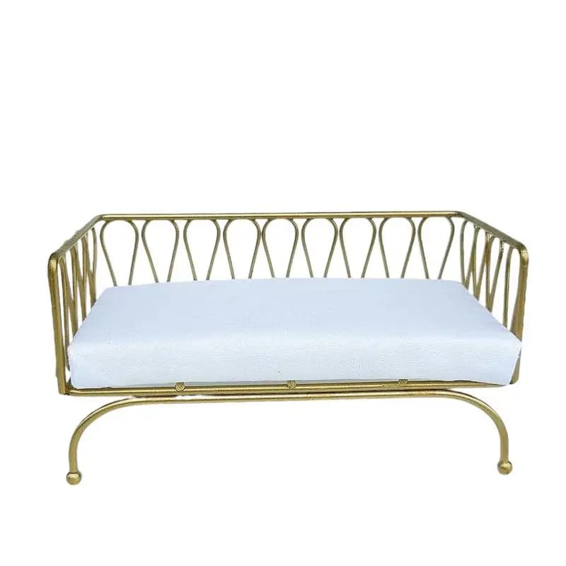 Simulation de canapé et chaise en fer pour maison de poupée, modèle de maison, Mini lit simple, meub