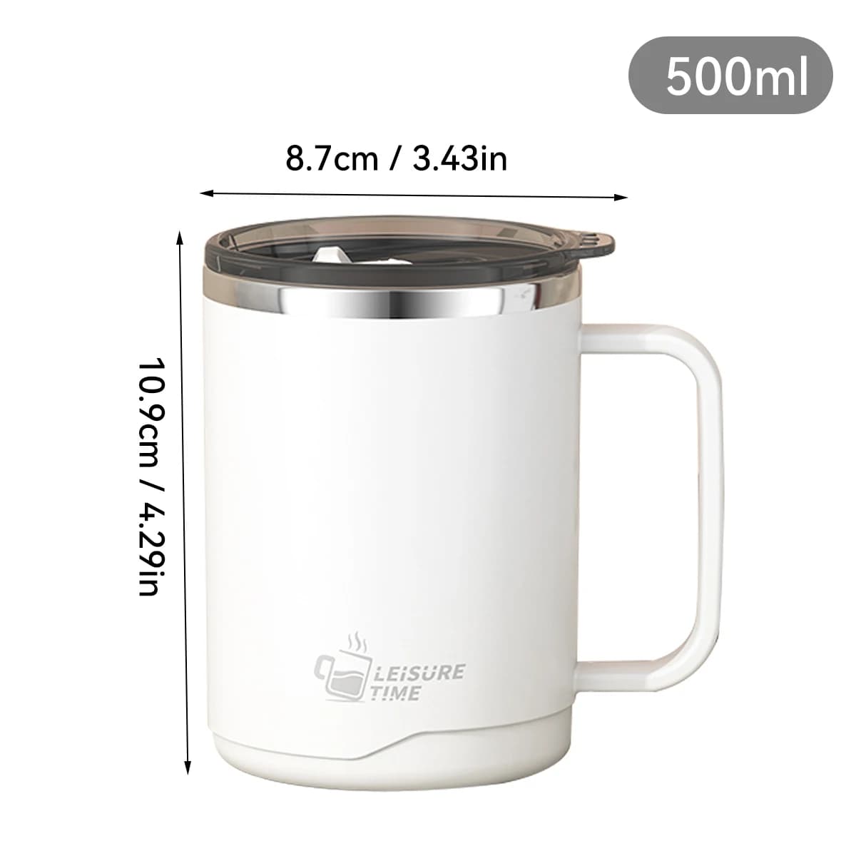 WORTHBUY Tasse à café isolée à double paroi en acier inoxydable 304 avec poignée, tasse à eau scellé