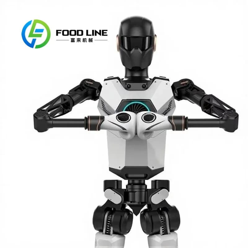 Robot humanoïde de marque se tient aux entrées des magasins pour présenter la nouvelle gamme de prod