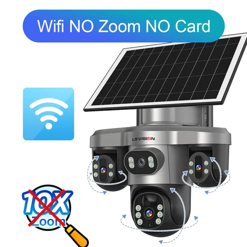 LS VISION 20MP 4 objectifs trois écrans 4G caméra solaire extérieure WiFi 10X Zoom optique suivi aut