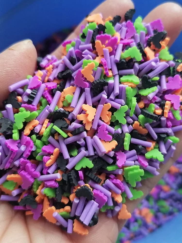 200g bricolage artisanat Slime saupoudrer Halloween résine noir vert chauve-souris mélange polymère