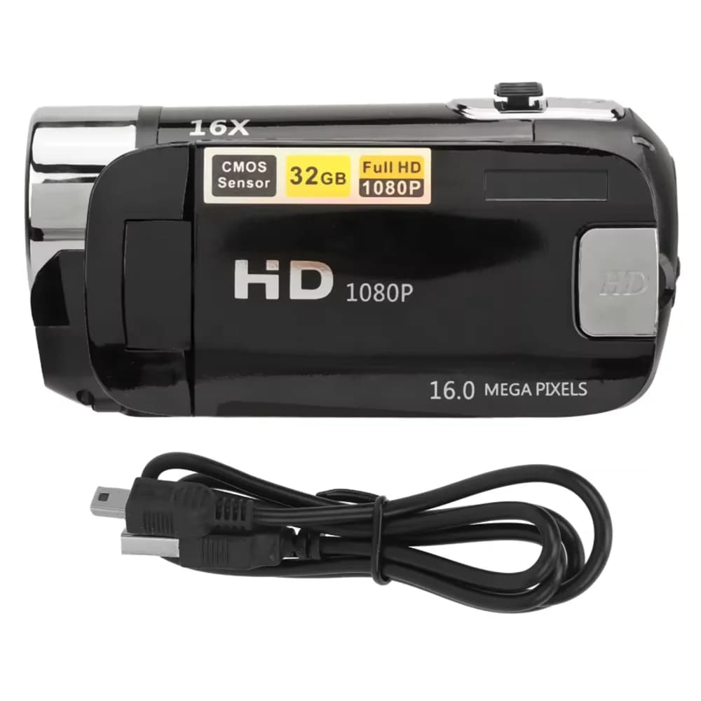 Caméra numérique D90 1080P 16MP avec écran rotatif de 2,4 pouces, caméscope, zoom 16X, enregistreur