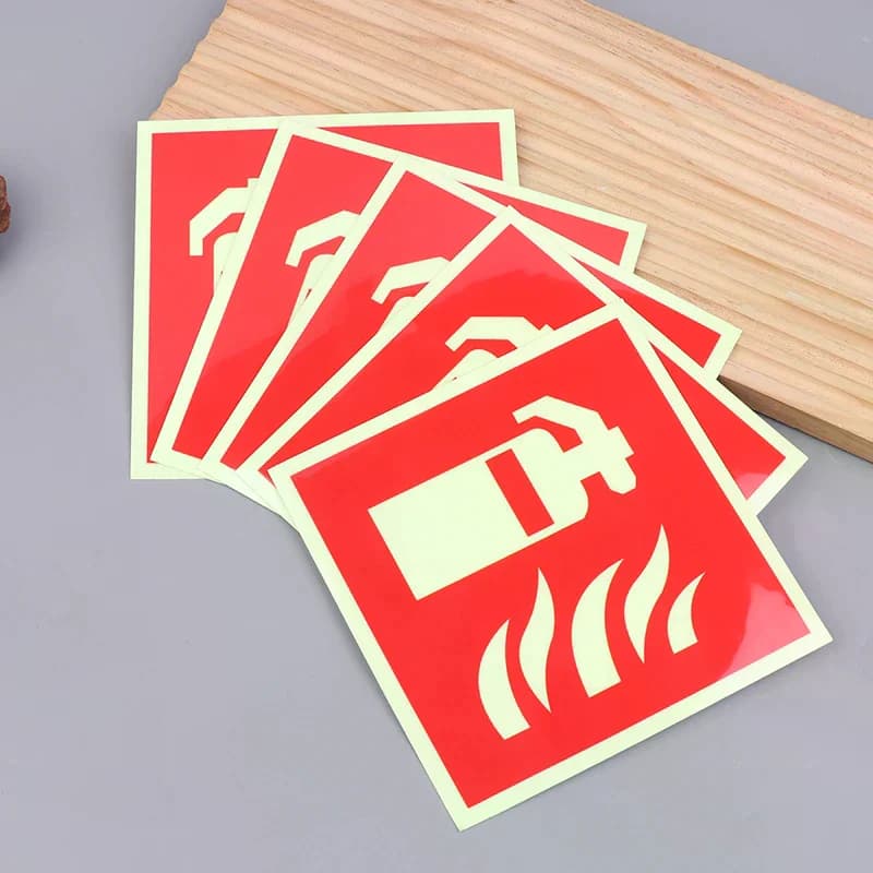 Autocollant de signalisation de sécurité pour extincteurs d'incendie, 5 pièces, brillant dans la nui