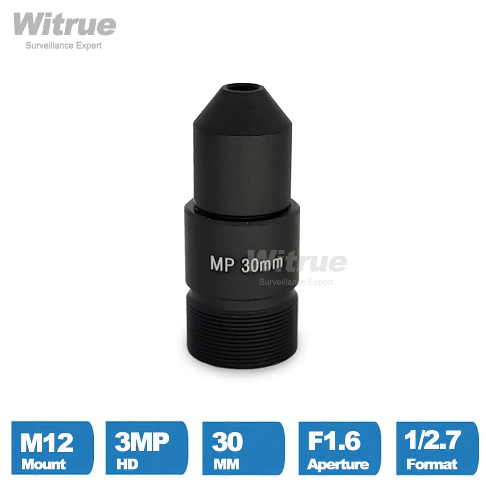 Objectif de caméra espion Witrue CCTV 30MM, monture M12*0.5, ouverture 1/2.7" F1.6, 9,6 degrés avec
