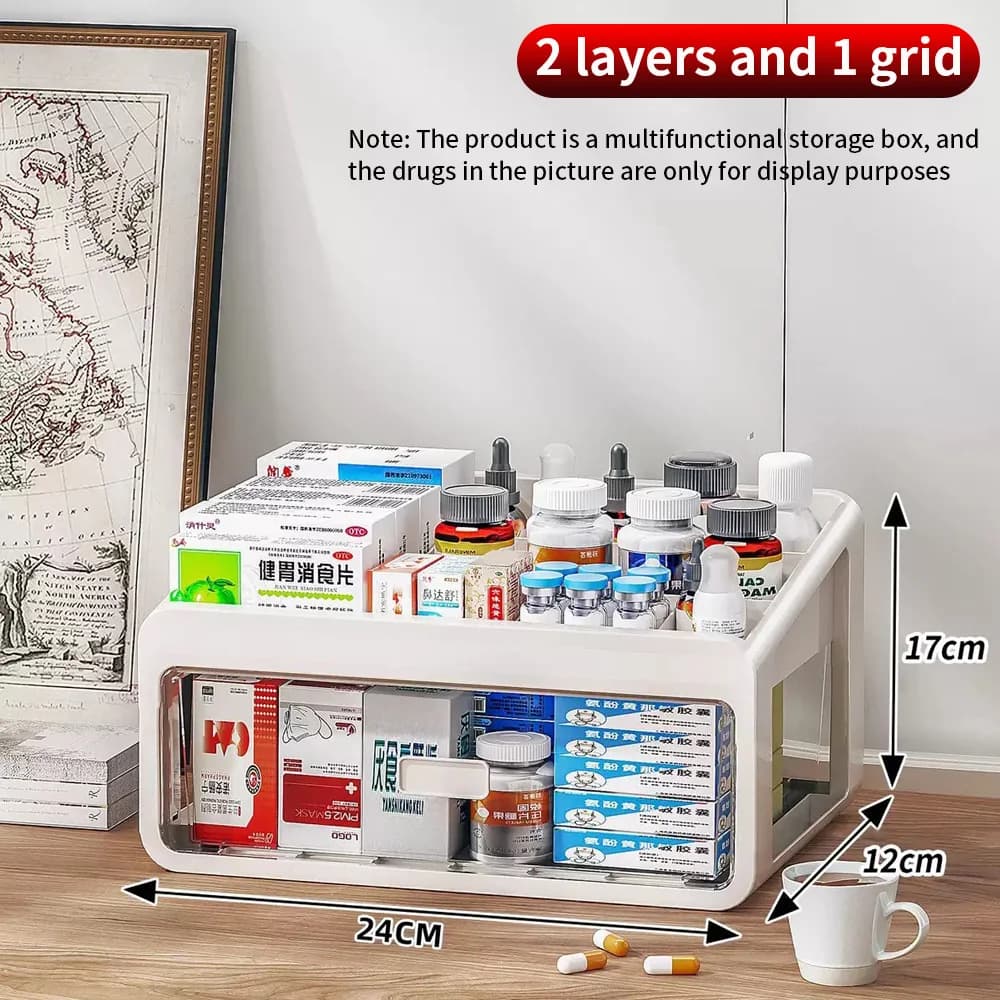 Boîte de rangement médicale à domicile de grande capacité, organisateur de médicaments à tiroirs mul