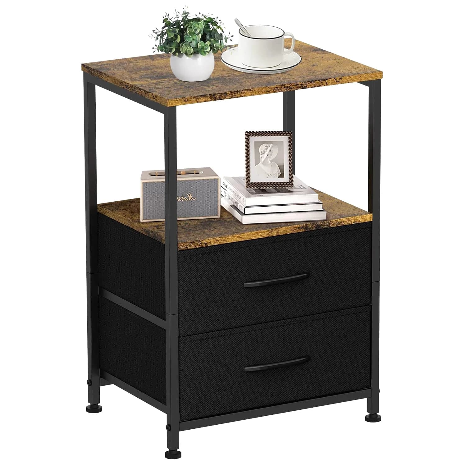 Table de oral et avec 2 Rangements en Tissu, pour Chambre à Coucher, Salon, Dortoir, pour Petits Esp