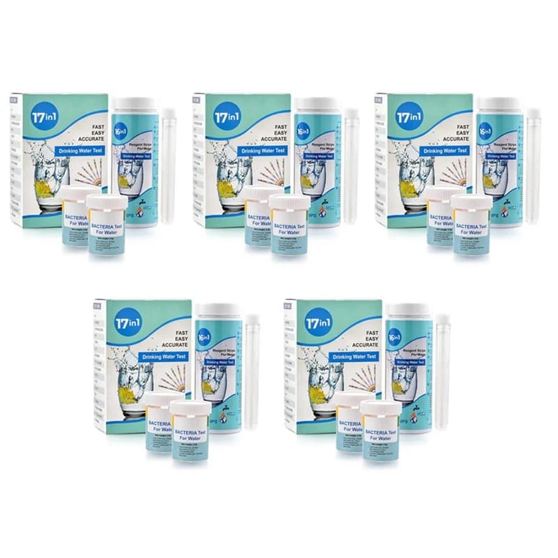 Kit de Test d'Eau pour Salle de Bain, 5X, 17 en 1, pour la Maison, 500 Bandes + 10 Analyste de Test