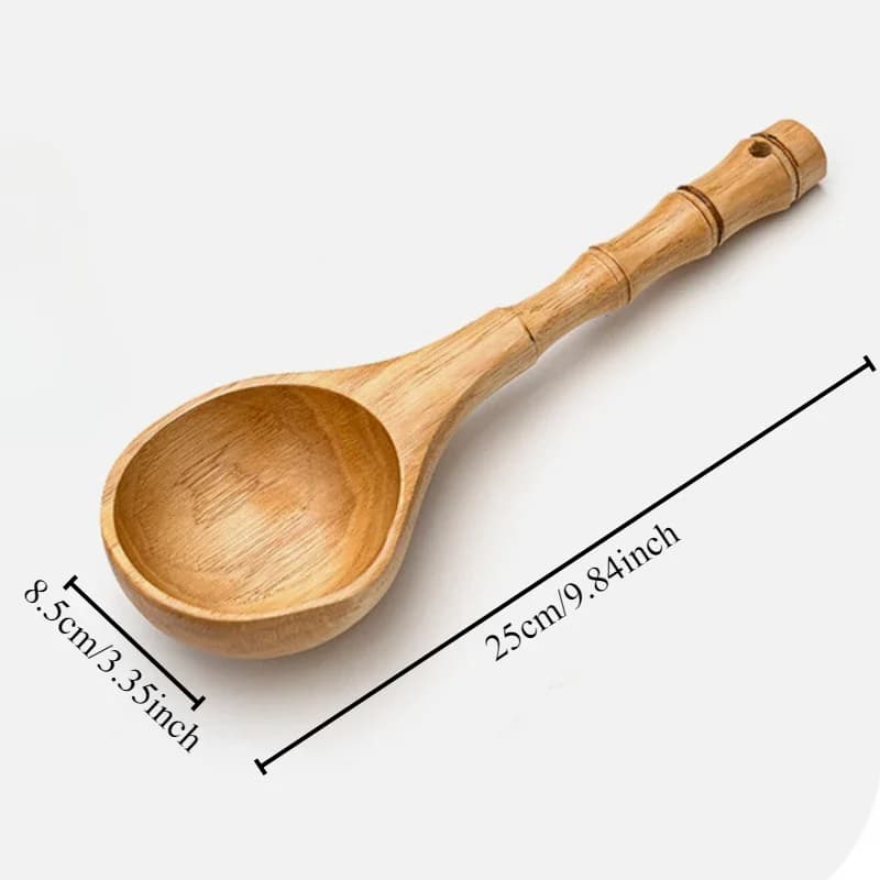 Cuillère en bois à long manche pour le lavage du riz et la cueillette d'eau, couverts ménagers, gran