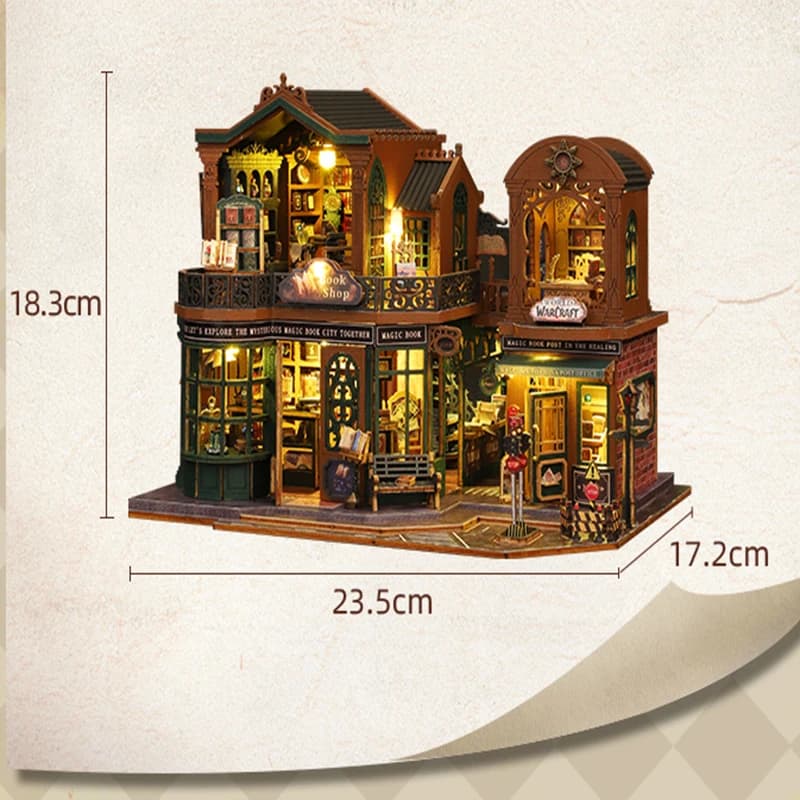 2014 bricolage grande maison de poupée meubles miniatures en bois librairie crépuscule maison de pou