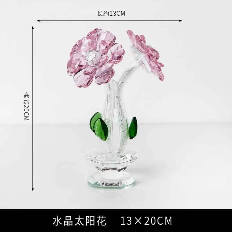 Sculpture de panier de fleurs, décoration de pièce, ornements artisanaux en cristal, décoration de b