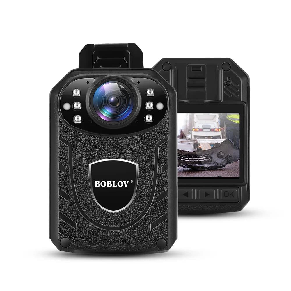 BOBLOV KJ21 Caméra corporelle 1296P HD IR Vision nocturne, 170 ° DVR de sécurité de police, mini c