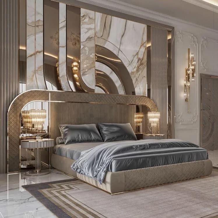 Ensemble de meubles de chambre à coucher d'hôtel, lit classique de luxe, Style moderne, lits rembour