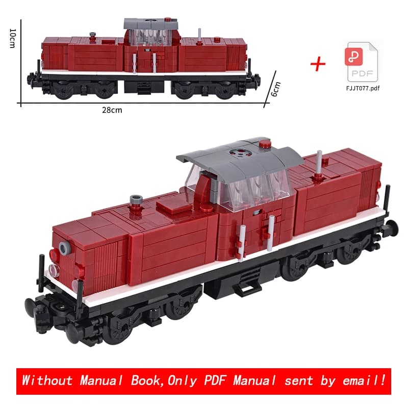MOC City – Train de Locomotive Diesel V100 créatif, jouets, blocs de construction en briques, jouets