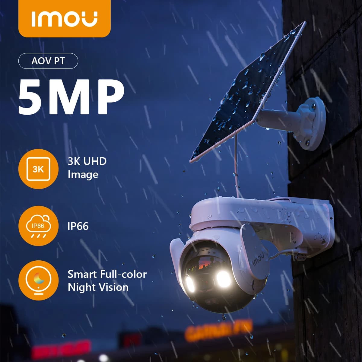 Caméra solaire IMOU 4G Sim AOV PT 5MP Caméra de sécurité WiFi 360 ° Caméra extérieure PTZ Caméra d