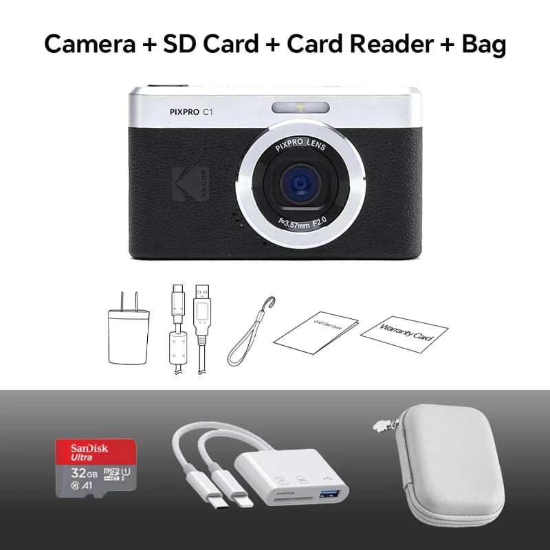 Appareil photo numérique KODAK PIXPRO C1 tout-en-un, capteur 13MP, objectif à focale fixe 26 mm et 1