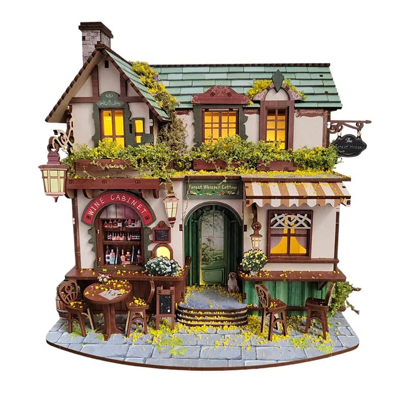 Figurines de maisons forestières en bois DIY, miniatures, serre-livres, maisons assemblées pour cade