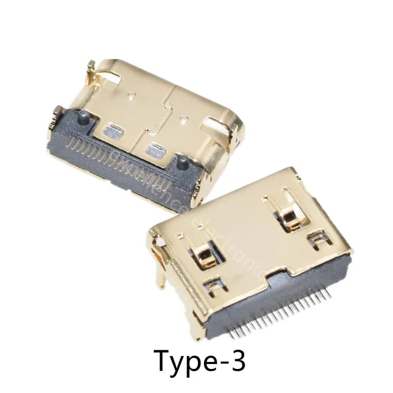 Connecteur d'interface HDMI HD SMD 19 broches 19P, prise HDMI verticale à angle droit, montage en su