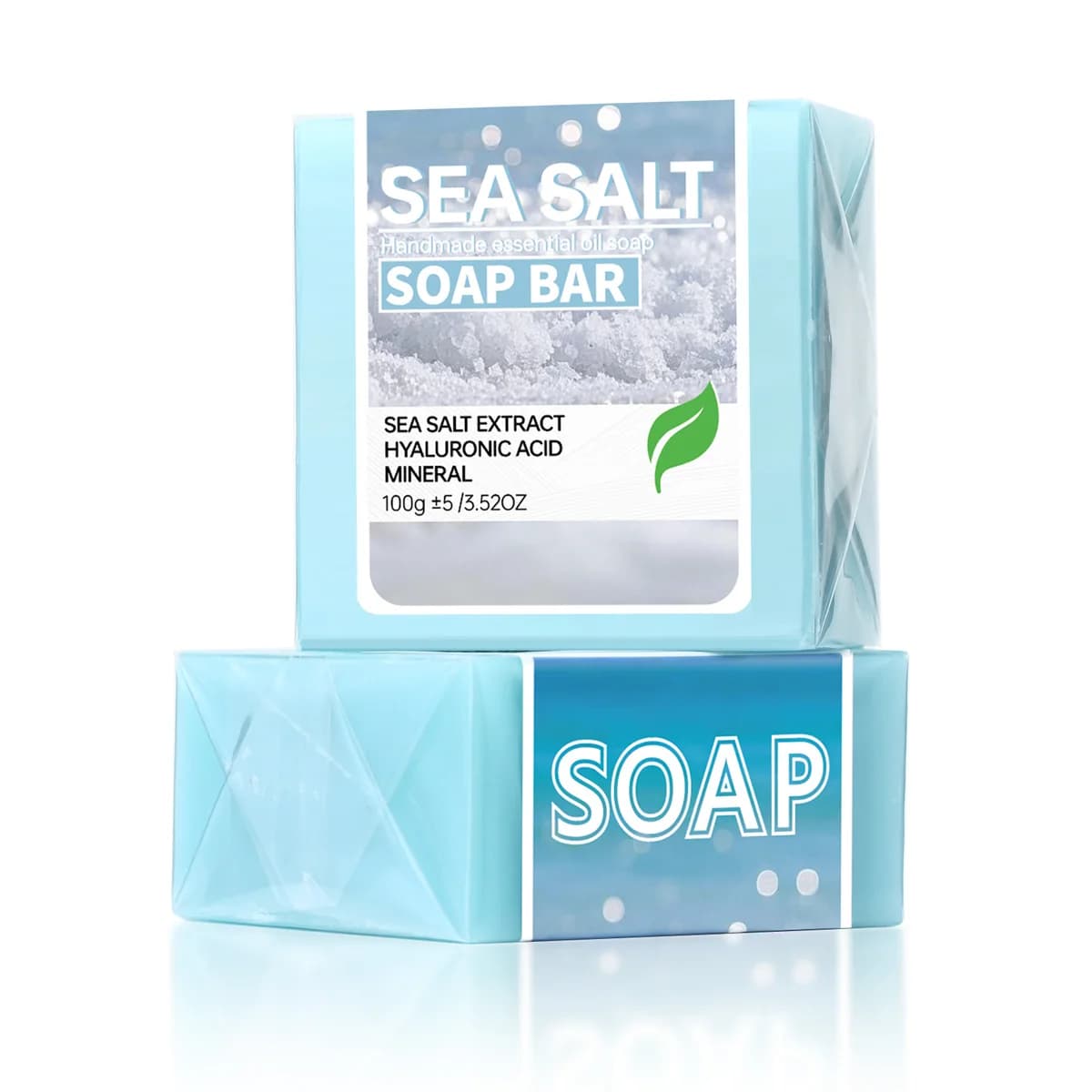 Savon artisanal à l'huile essentielle et au sel marin, savon nettoyant et hydratant à l'acide hyalur