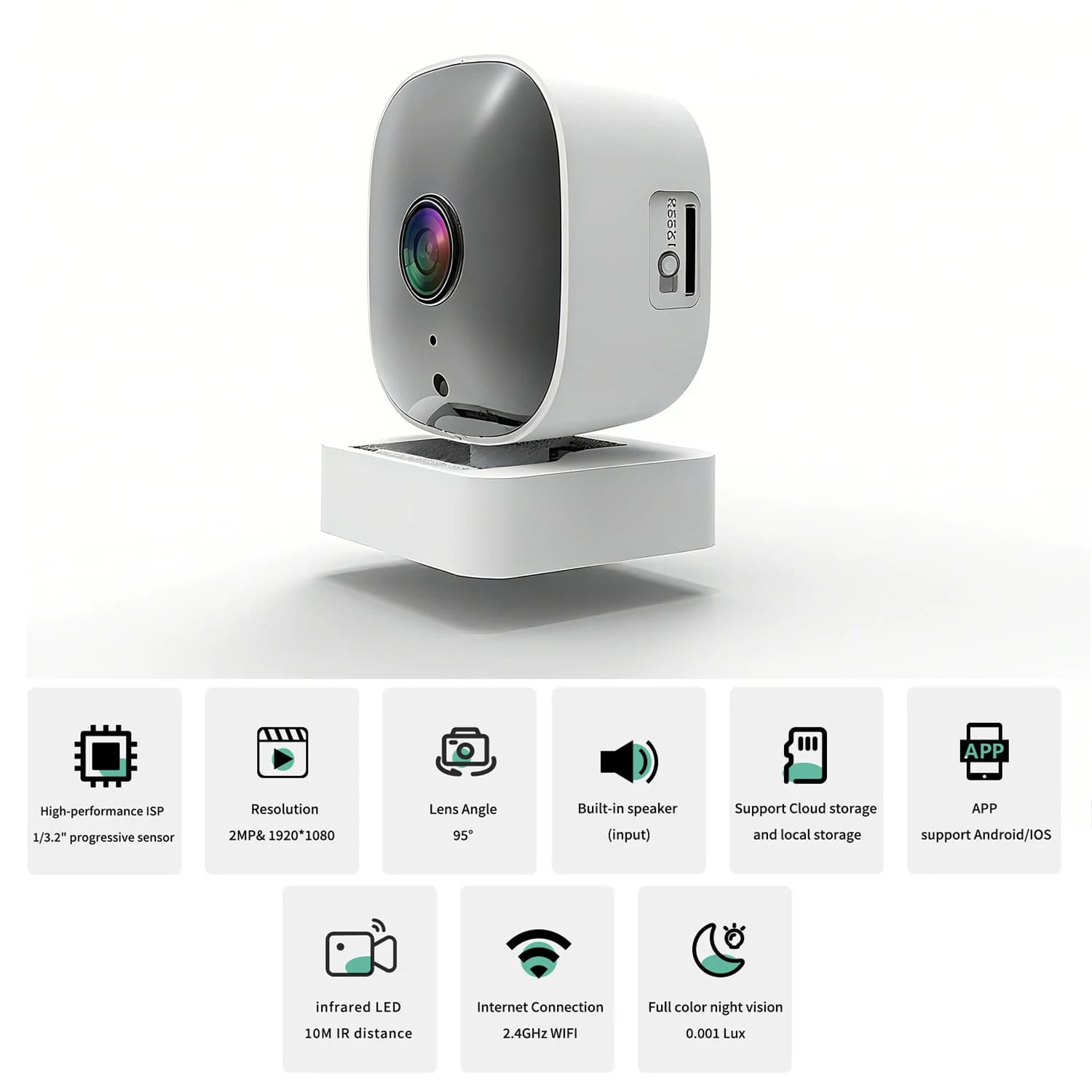 Caméra de sécurité IA 2.5K, caméras intérieures/extérieures pour la sécurité domestique, moniteur bé